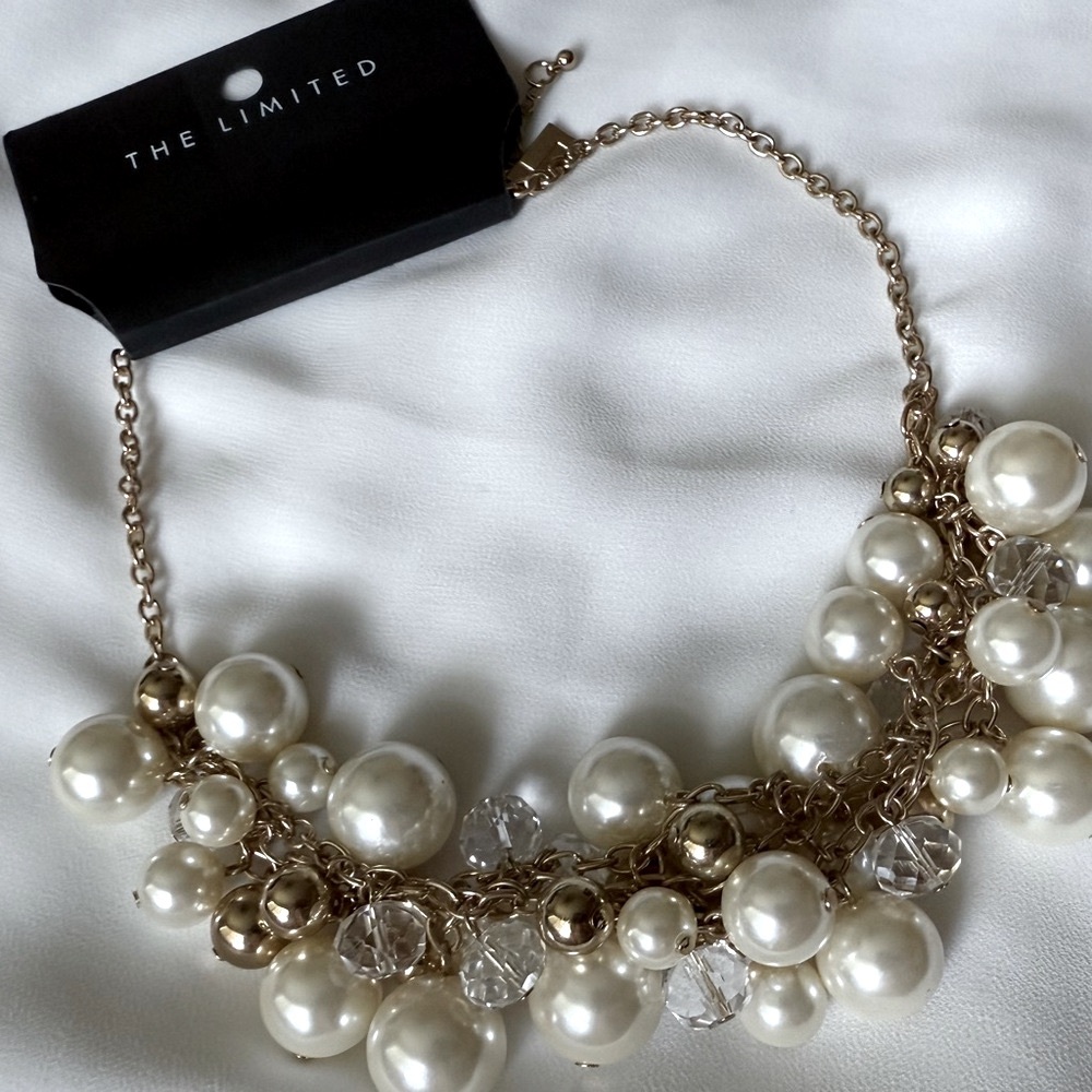 The Limited Gold and Cream Pearl Cluster Necklace